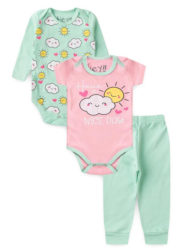 Atelie da Crianca - Kit Body Bebê 3 Peças Nice Day Verde Claro
