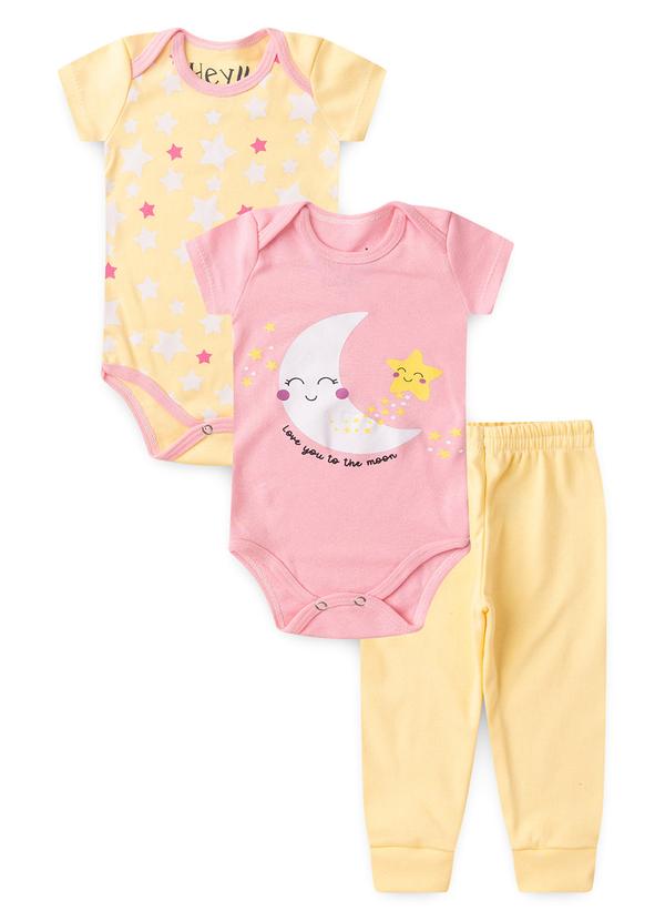 Atelie da Crianca - Kit Body Bebê 3 Peças The Moon Amarelo