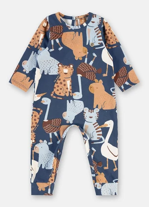 Up Baby - Macacão Bebê Menina Faixa Cabelo Azul - UP BABY