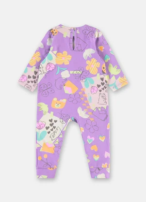 Up Baby - Macacão Bebê Menina Faixa Cabelo Roxo - UP BABY