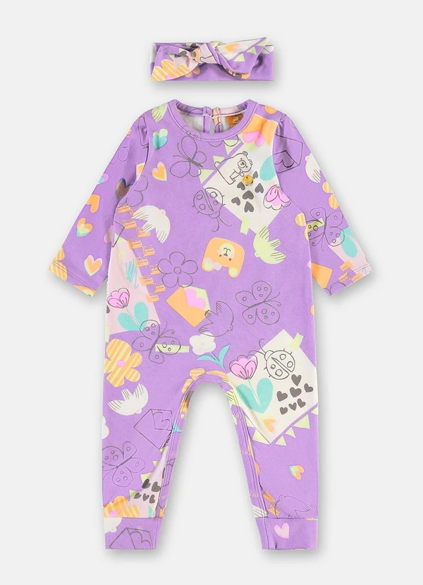 Up Baby - Macacão Bebê Menina Faixa Cabelo Roxo