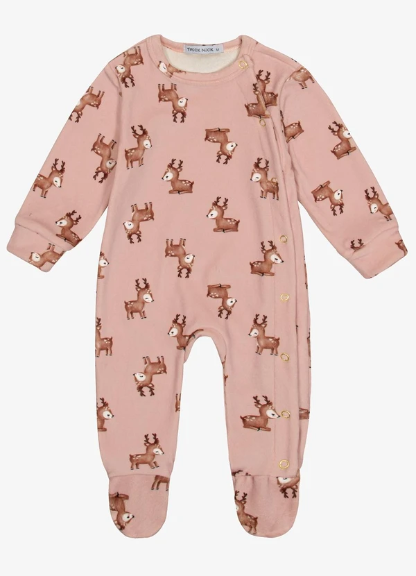 Trick Nick - Macacão Feminino em Fleece Estampado Rosa