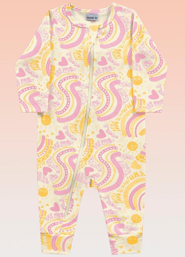 Fakini Kids - Macacão Manga Longa Bebê Amarelo