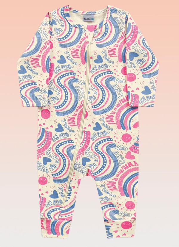 Fakini Kids - Macacão Manga Longa Bebê Rosa