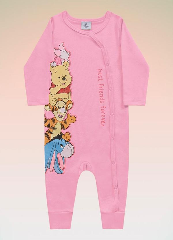 Fakini Kids - Macacão Manga Longa Winnie The Pooh Disney Rosa