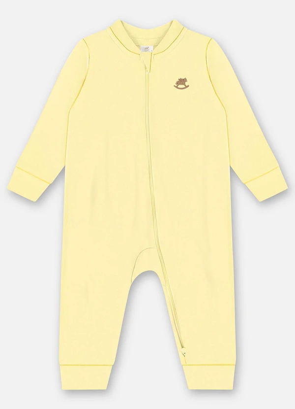 Up Baby - Macacão Unissex Bebê Suedine Amarelo 2