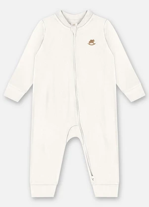 Up Baby - Macacão Unissex Bebê Suedine Bege - UP BABY