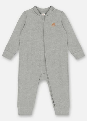 Up Baby - Macacão Unissex Bebê Suedine Cinza - UP BABY