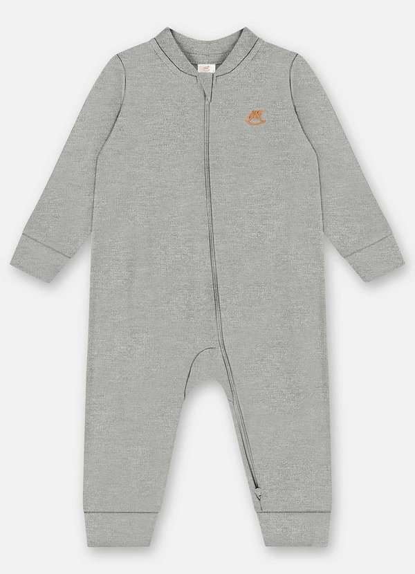 Up Baby - Macacão Unissex Bebê Suedine Cinza 1