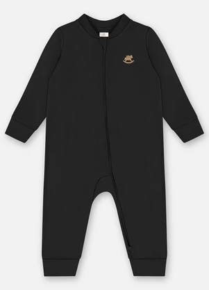 Up Baby - Macacão Unissex Bebê Suedine Preto - UP BABY