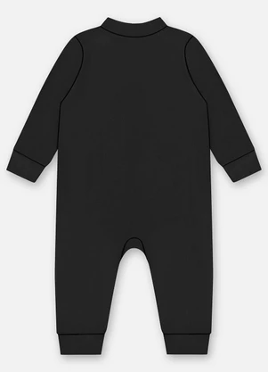 Up Baby - Macacão Unissex Bebê Suedine Preto - UP BABY