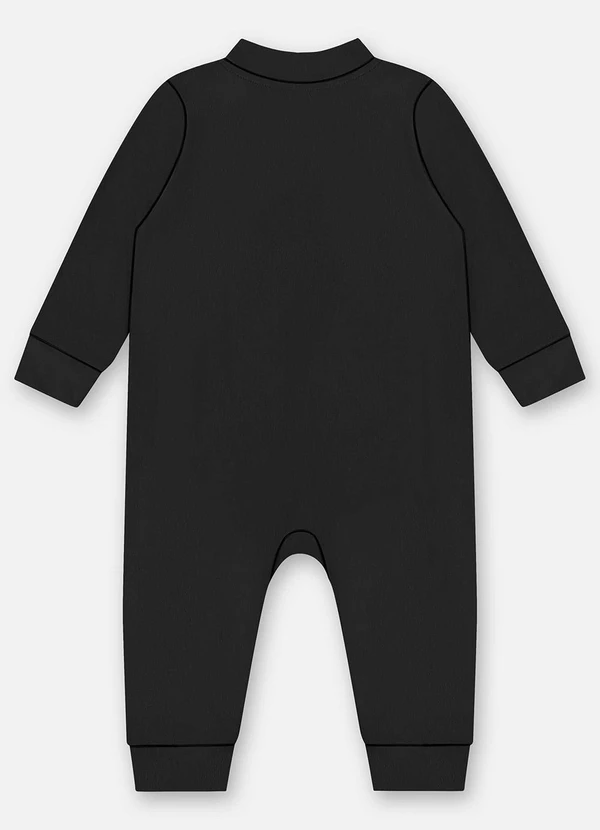 Up Baby - Macacão Unissex Bebê Suedine Preto 2