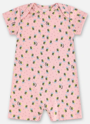 Up Baby - Macaquinho Suedine Bebê Menina Rosa - UP BABY