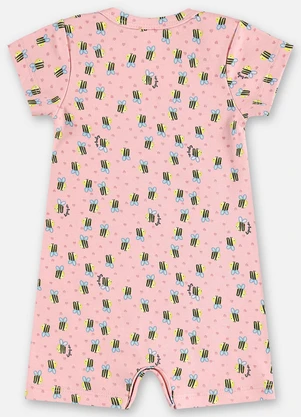 Up Baby - Macaquinho Suedine Bebê Menina Rosa - UP BABY