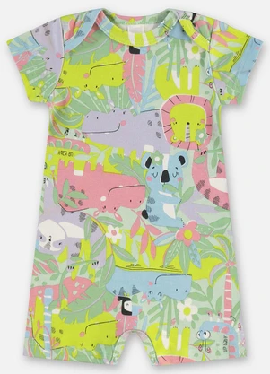 Up Baby - Macaquinho Suedine Bebê Menina Verde - UP BABY