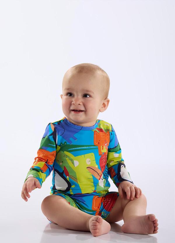 Up Baby - Macaquinho Unissex Bebê Fps +50 Azul