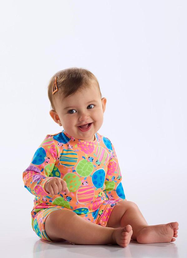 Up Baby - Macaquinho Unissex Bebê Fps +50 Laranja