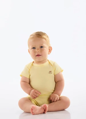 Up Baby - Macaquinho Unissex Bebê Suedine Amarelo - UP BABY