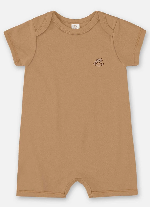 Up Baby - Macaquinho Unissex Bebê Suedine Marrom