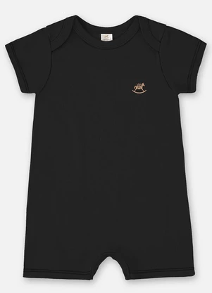 Up Baby - Macaquinho Unissex Bebê Suedine Preto - UP BABY