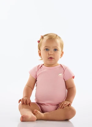 Up Baby - Macaquinho Unissex Bebê Suedine Rosa - UP BABY