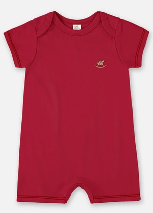 Up Baby - Macaquinho Unissex Bebê Suedine Vermelho - UP BABY