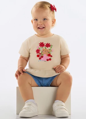 Quimby - Short Jeans Bebê Menina Azul - QUIMBY