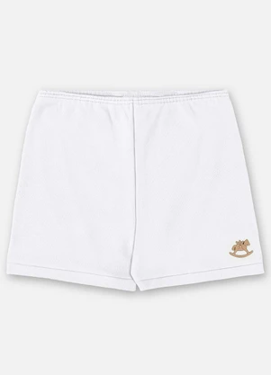 Up Baby - Short Unissex Bebê Suedine Branco - UP BABY