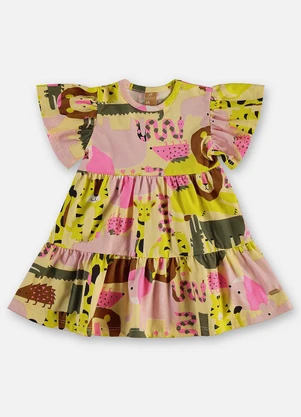 Up Baby - Vestido Algodão Bebê Amarelo - UP BABY