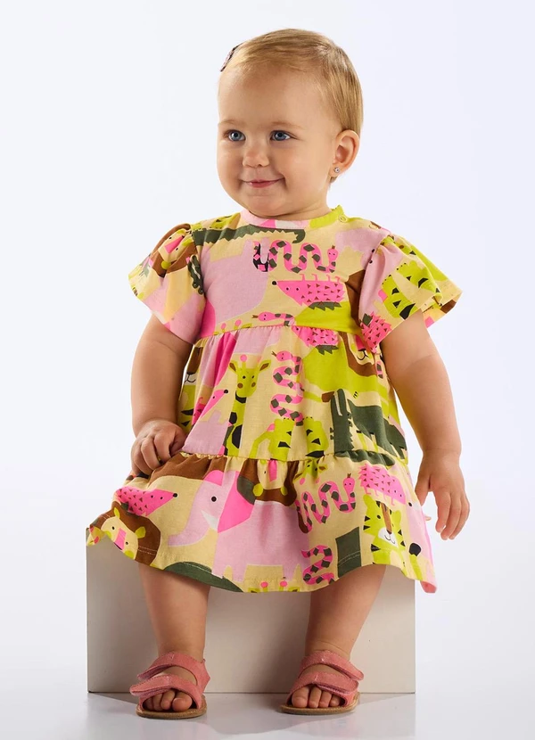 Up Baby - Vestido Algodão Bebê Amarelo