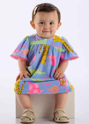 Up Baby - Vestido Bebê Algodão Azul - UP BABY
