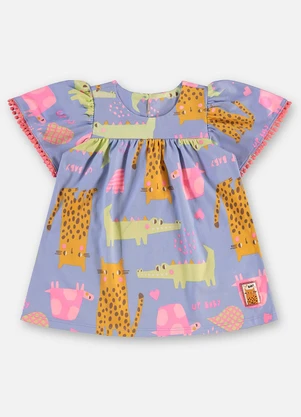 Up Baby - Vestido Bebê Algodão Azul - UP BABY