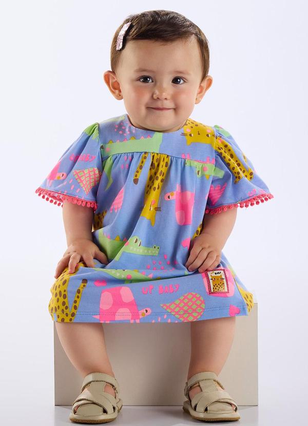 Up Baby - Vestido Bebê Algodão Azul