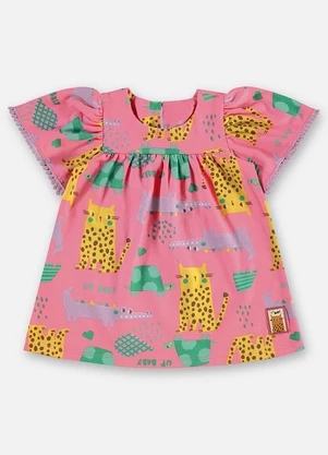 Up Baby - Vestido Bebê Algodão Rosa - UP BABY