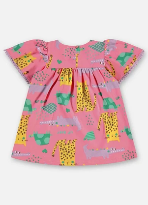 Up Baby - Vestido Bebê Algodão Rosa - UP BABY