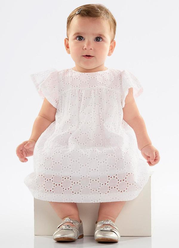 Up Baby - Vestido Bebê em Laise com Forro Branco