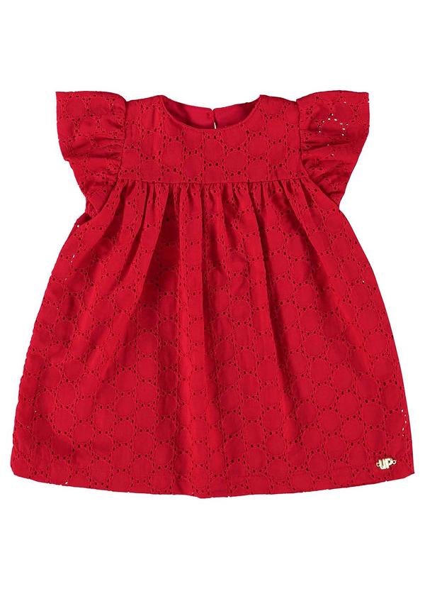 Up Baby Vestido Bebê em Laise com Forro Vermelho