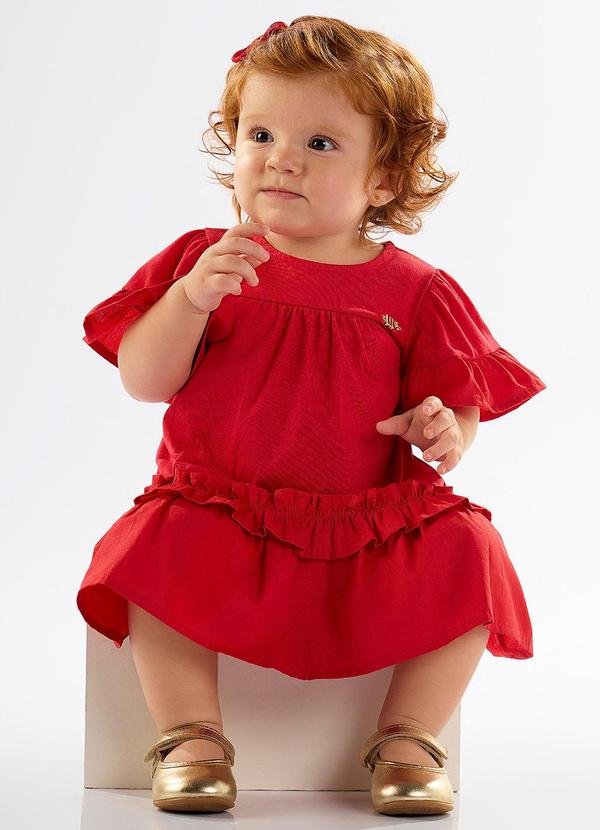 Up Baby - Vestido Bebê em Meia Malha Vermelho