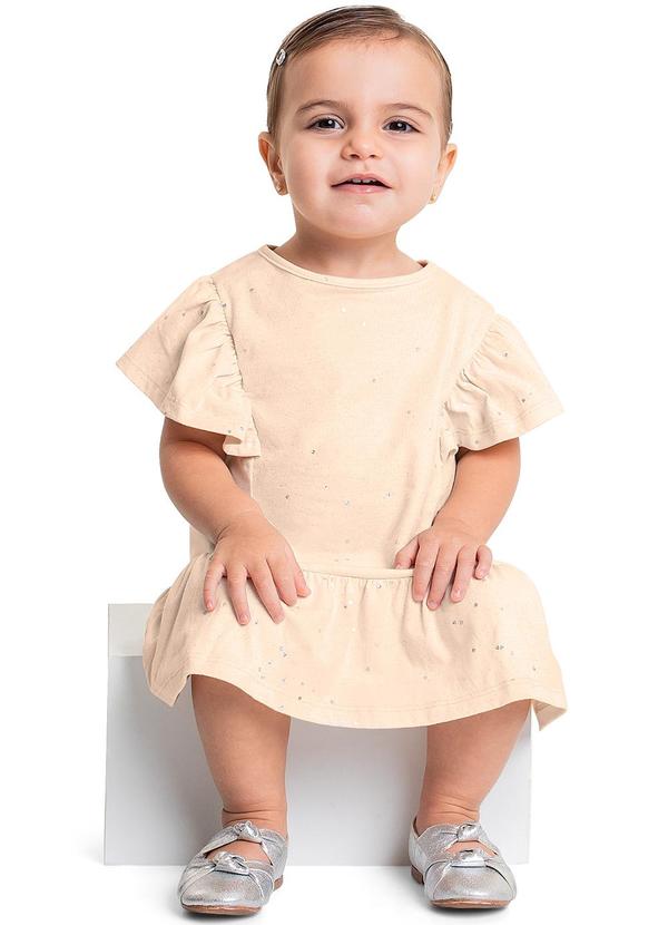 Quimby - Vestido com Glitter para Bebê Menina Bege