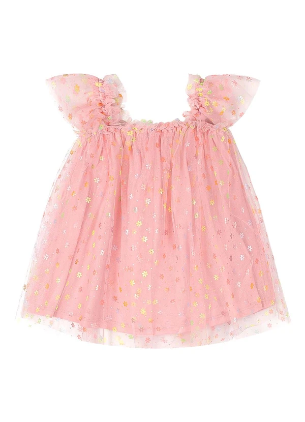 Quimby - Vestido com Tule Bebê Menina Rosa 2