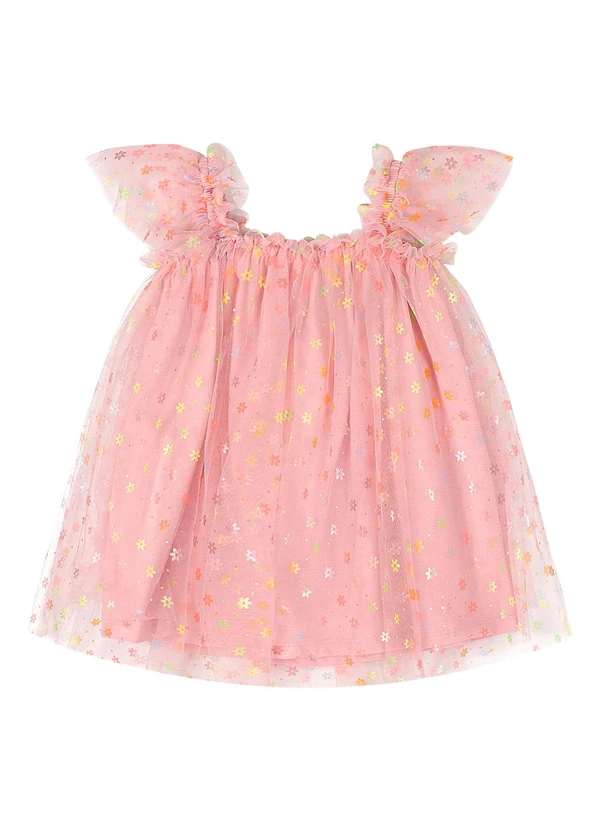 Quimby - Vestido com Tule Bebê Menina Rosa 3