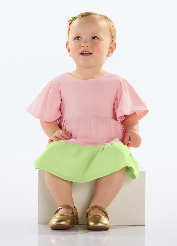 Quimby - Vestido Cotton Bebê Menina Rosa