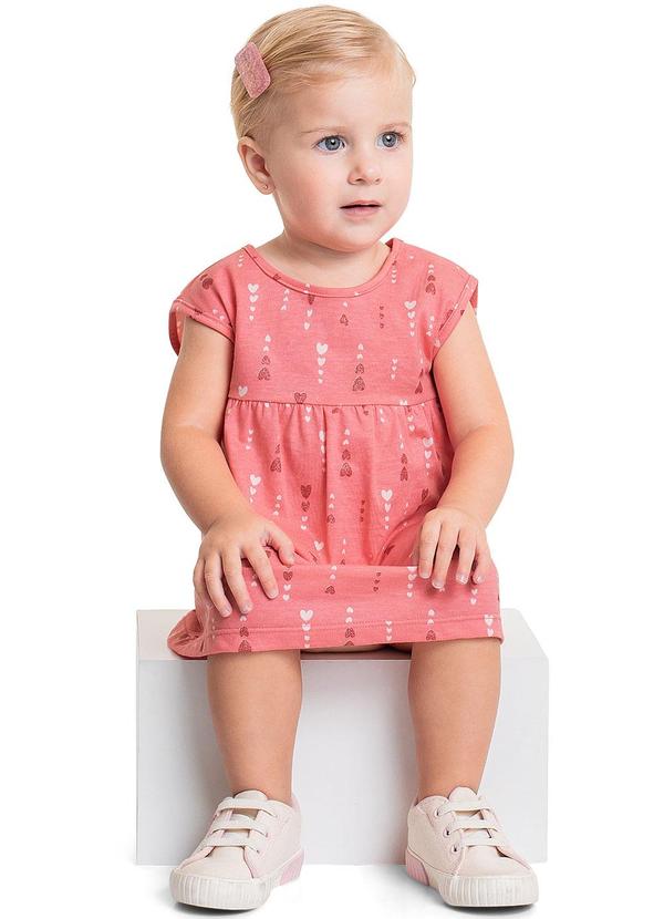 Bee Loop - Vestido de Corações para Bebê Rosa