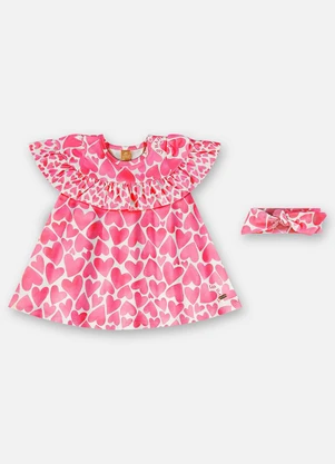 Up Baby - Vestido e Faixa Algodão Bebê Rosa - UP BABY