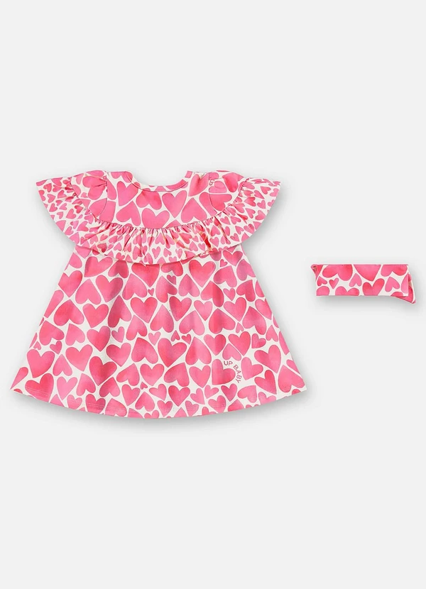 Up Baby - Vestido e Faixa Algodão Bebê Rosa 4