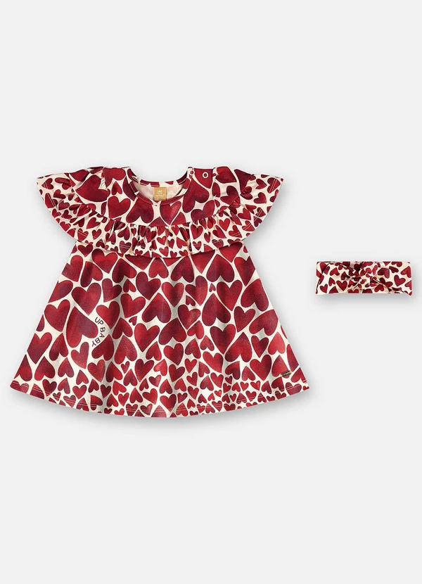 Up Baby - Vestido e Faixa Algodão Bebê Vermelho 2