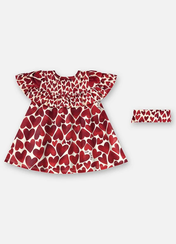 Up Baby - Vestido e Faixa Algodão Bebê Vermelho 5