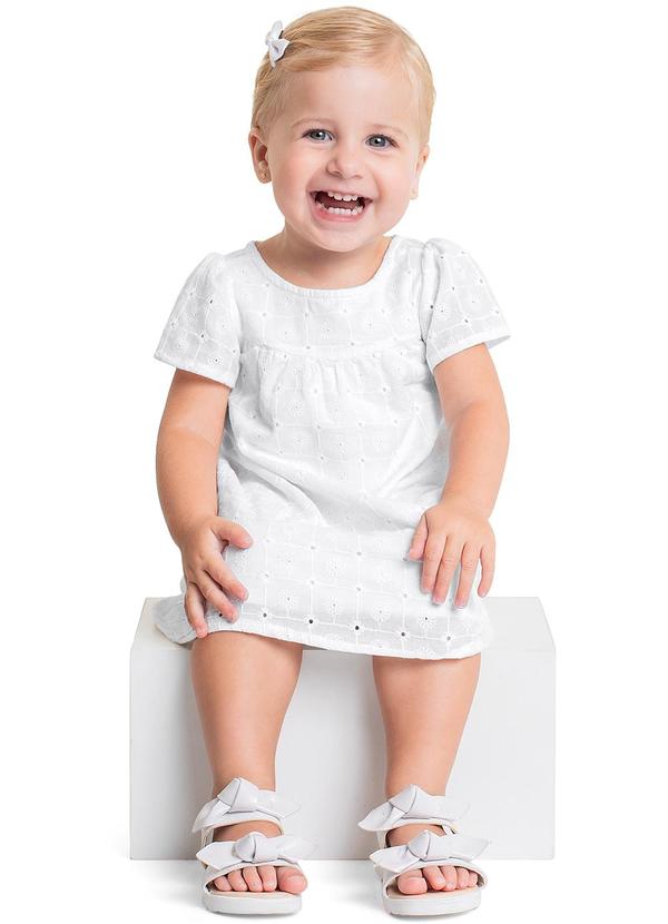 Quimby - Vestido em Tecido Laise para Bebê Branco