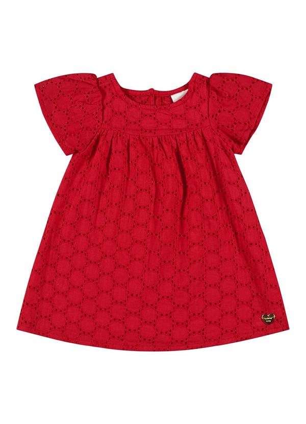 Quimby - Vestido em Tecido Laise para Bebê Vermelho 2