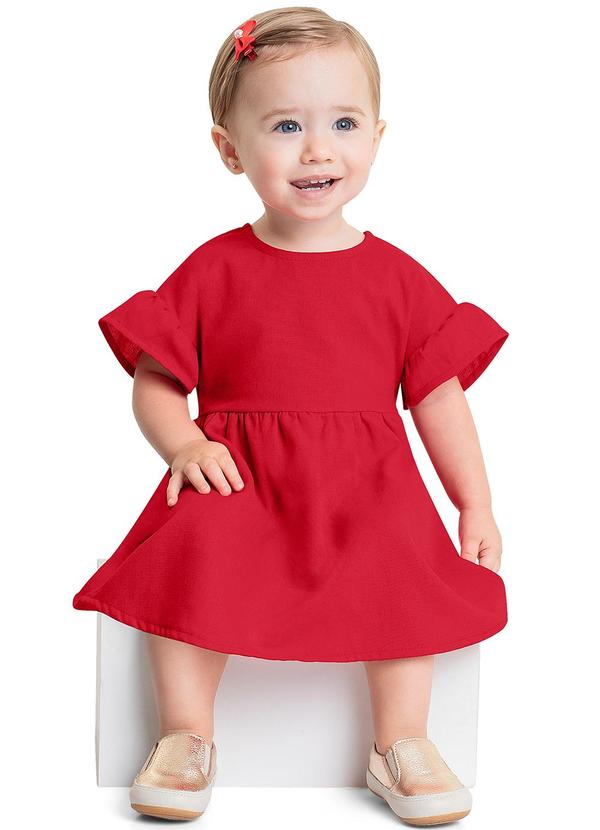 Quimby - Vestido em Tecido para Bebê Menina Vermelho